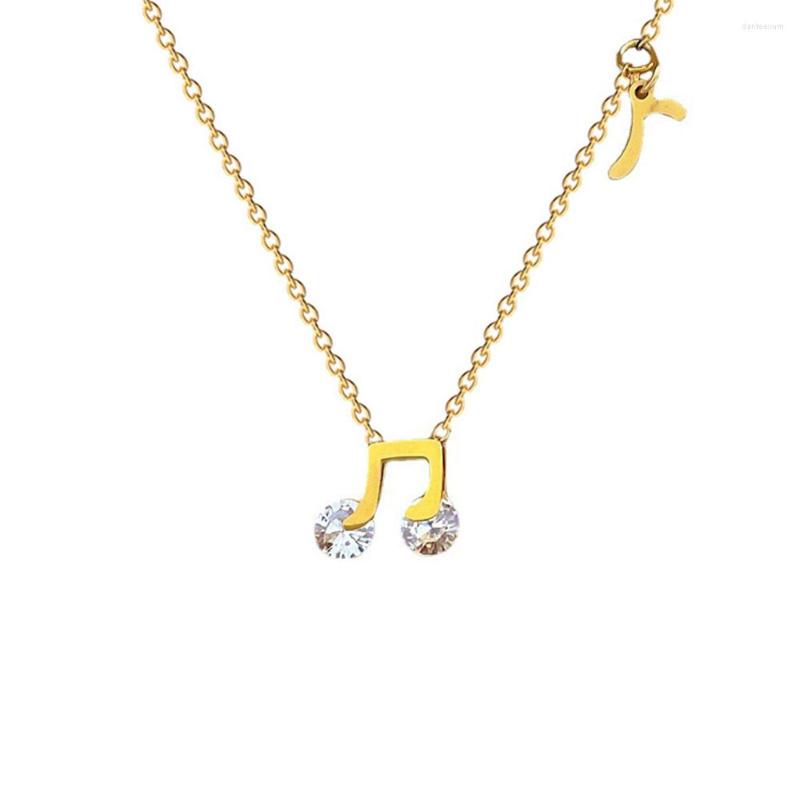 

Pendant Necklaces Korean Fashion Musical Notes Necklace For Women Crystal Stainless Steel Female Choker Wedding Jewelry Gift