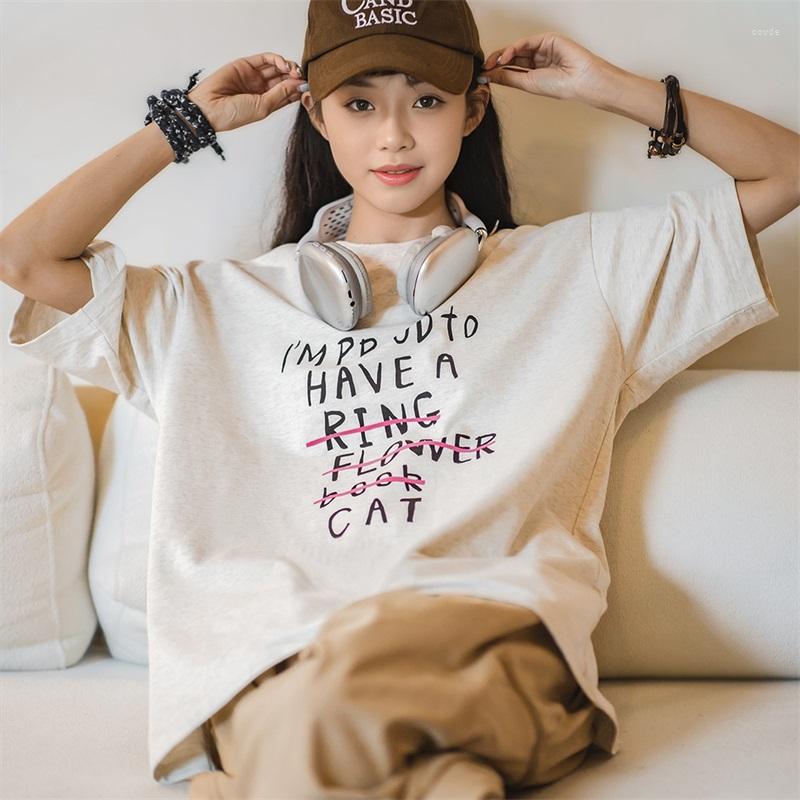 

Women' T Shirts Maden Women' Vintage Letter Print Short Sleeve T-shirts Oversized Round Neck Graphic Tee Casual Drop Shoulder 2023, Floral grey