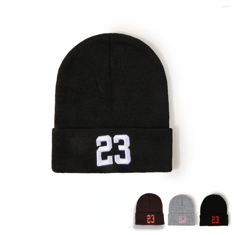 

Berets Autumn Winter Hip-hop Beanies Hat 23 Letter Fashion Soft Warm Knitted Woolen Men Women Unisex, Red black