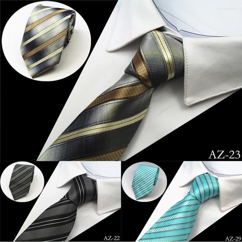 

Bow Ties Ricnais 8cm Jacquard Woven Silk Tie For Men Striped Neckties Man's Neck Wedding Business Party Factory Sale