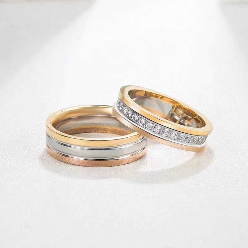 

high-quality High Edition V Gold 18K Rose Carti Ring Colorful Classic Screw Yellow White Tritone Couple