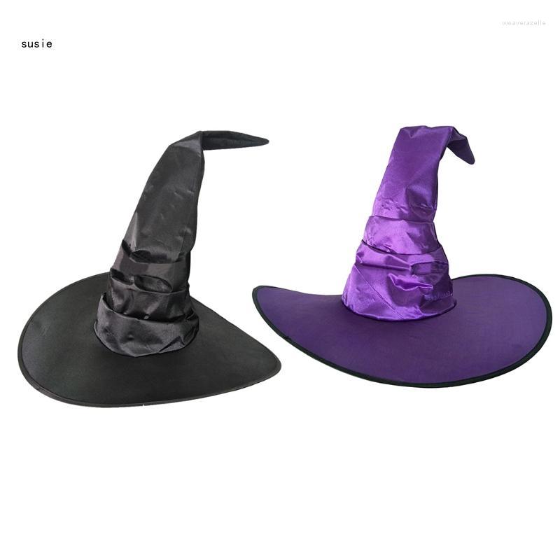 

Berets X7YA For Creative Halloween Wizard Hat Pleated Witch Cosplay Props Men Wo, Purple