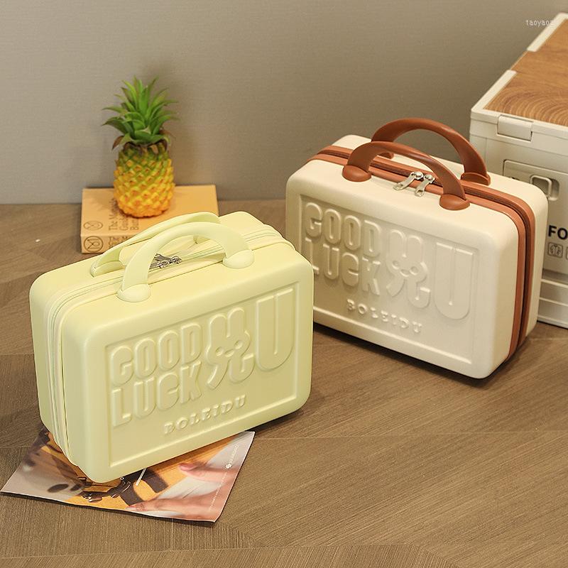 

Suitcases 14 Inch Handheld Zipper Luggage ABS Waterproof Travel Portable Mini Storage Boxes Makeup Suitcase Kids