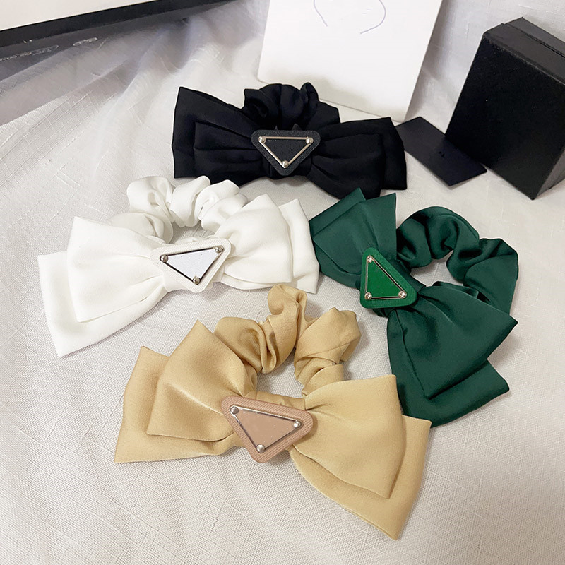 

4color Inverted Triangle Letter Hair Rubber Bands Hair Rope Large Women Hair Ring Scrunchies Ponytail Holder Elastic Hair Ties