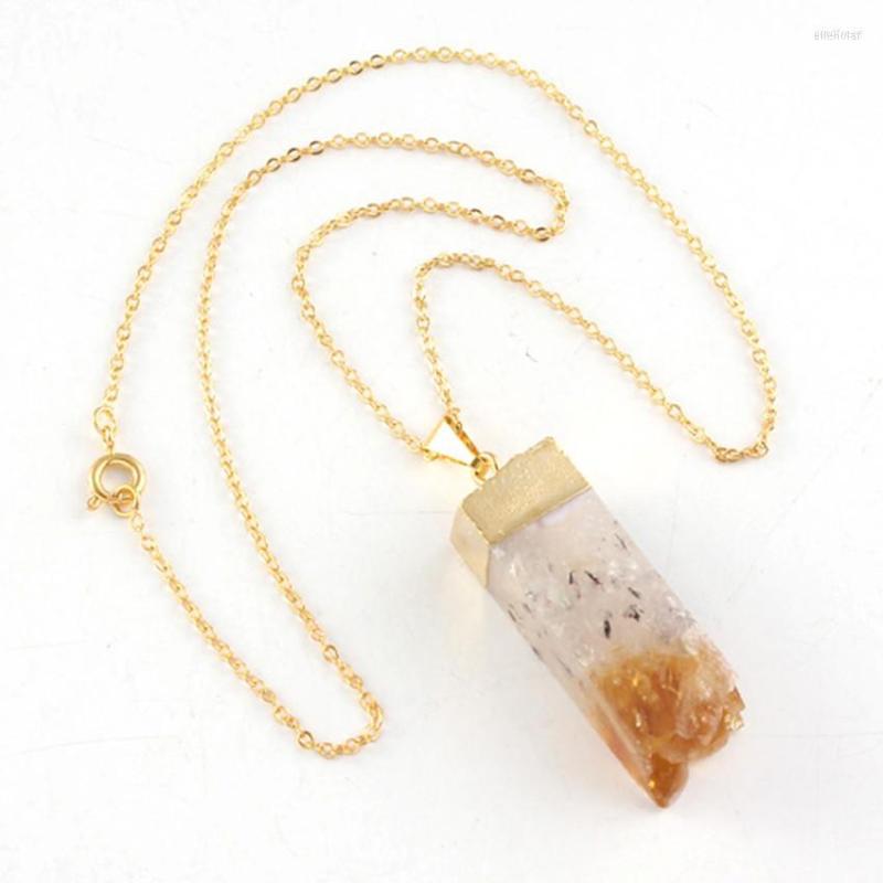 

Pendant Necklaces FYSL Light Yellow Gold Color Irregular Shape Citrines Crystal Link Chain Necklace Trendy Jewelry