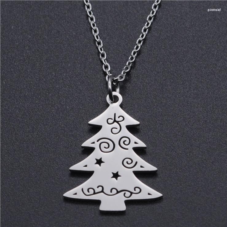 

Chains 10pcs Stainless Steel Christmas Tree Pendant Necklace Gift Jewelry