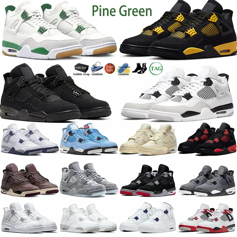

with Box 4s Basketball Shoes Pine Green Seafoam Military Black Navy 4 Men Red Thunder Photon Dust Sail Black Cat White Oreo Pure Money Infrared Women Mens Sneakers