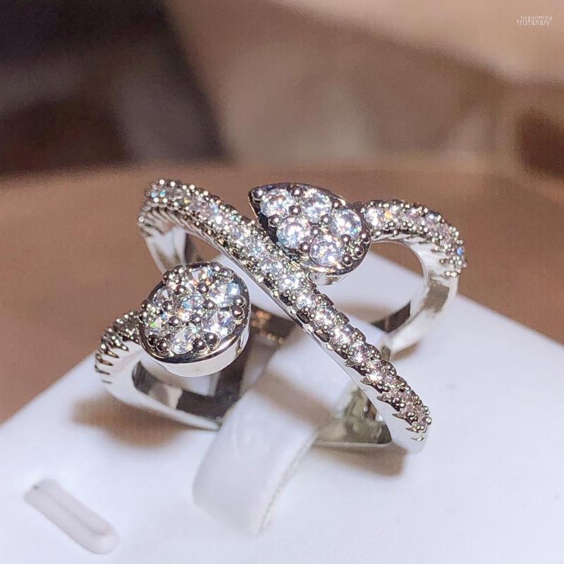 

Cluster Rings Exquisite Zircon Ring For Women's Multilayer Water Drop Fashion Party Jewelry Bridal Engagement