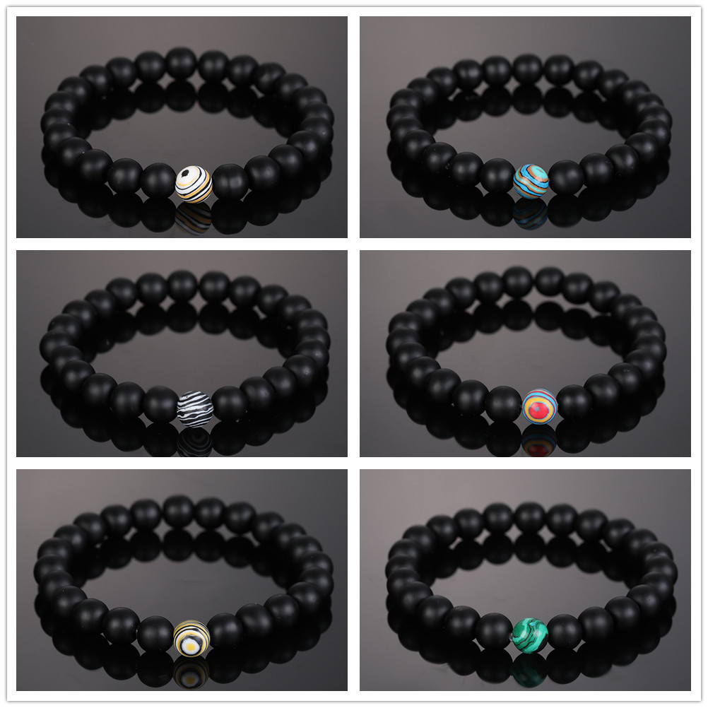 

Fashion 8mm Malachite Matted Beads Bracelet Men Women Yoga Healing Balance Bracelet