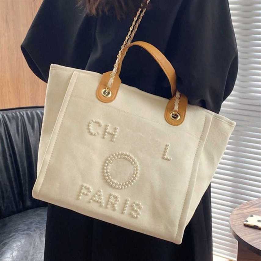 

Women's Luxury Hand Canvas Beach Bag Tote Handbags Classic Large Backpacks Capacity Small Chain Packs Big Crossbody MEOC 50% Clearance sale, Size45x30x15cm
