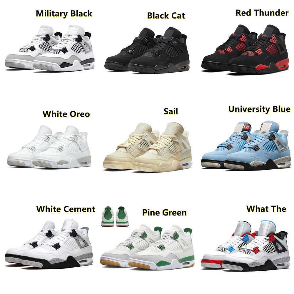 

Women Jumpman 4 4s Men BasketBall Shoes Bred Black Cat Red Thunder White Oreo UNC Blue Sail Metallic Black Canvas Cool Grey Lightning Mens Trainers Sports Sneakers, Color#20