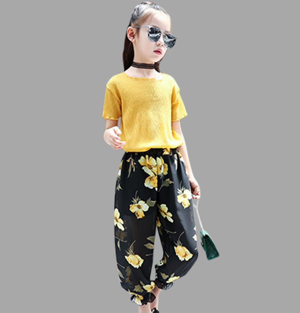 

Summer Costumes For Casual Kids Clothes Shirt Pants 2 Pcs Teen Girls Clothing 6 8 10 12 Years Y1905223521558, Sky blue