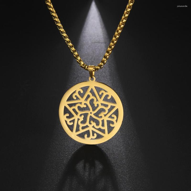 

Pendant Necklaces Stainless Steel 18K Gold Plated Pattern Pentagram Necklace