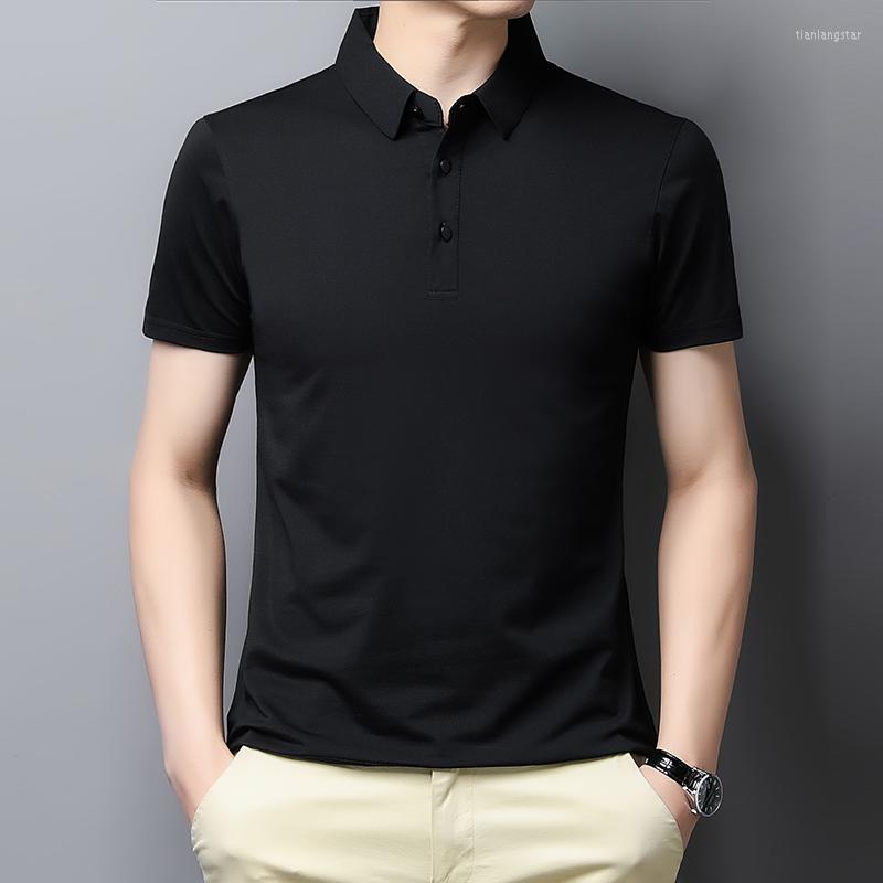 

Men's Polos Summer Men High-quality Polo Shirt Solid Color Short Sleeve Lower Lapel Business Casual T-shirt Top Plus Size 8XL, Black