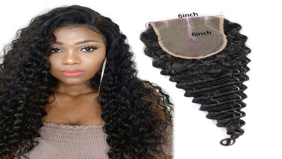 

Indian Raw Virgin Hair Six By Six Lace Closure 820inch Natural Color Whole 6X6 Lace Closure Deep Wave Curly Top Closures With6870182