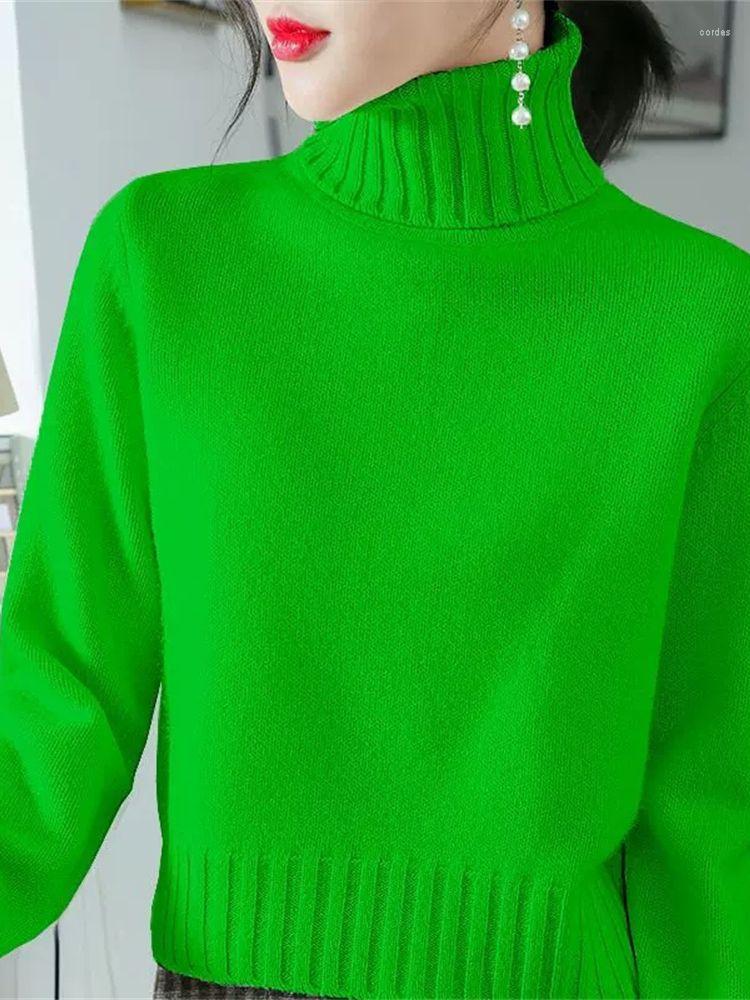 

Women' Sweaters Fashion Turtleneck Knitted Solid Color All-match Sweater Women' Clothing 2023 Autumn Casual Pullovers Loose Korean, Yellow
