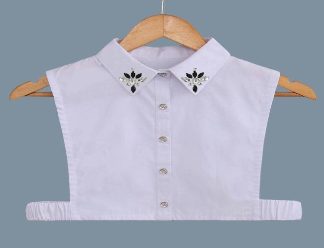 

Bow Ties Womens Sweater Fake False Collar Solid Color White Handmade Beads Half Shirt Blouse Tops Detachable Collars Elastic Neckt3533982