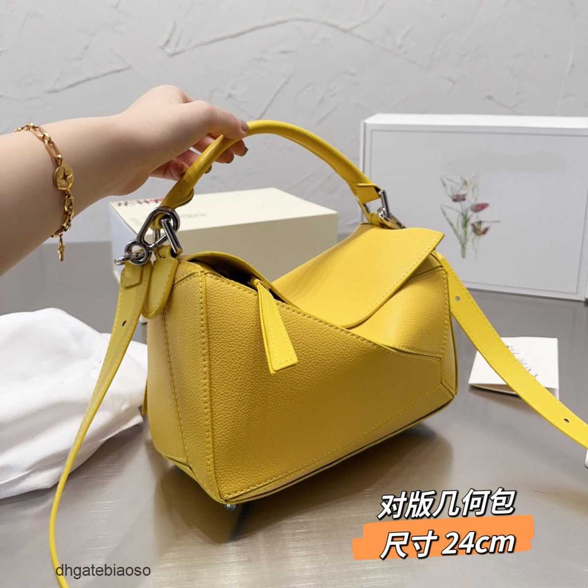 

Puzzle Bags Outdoor Geometric Bag Girl Designer Loews Spliced Handbag Large Capacity Boston Crossbody, Warm yellow