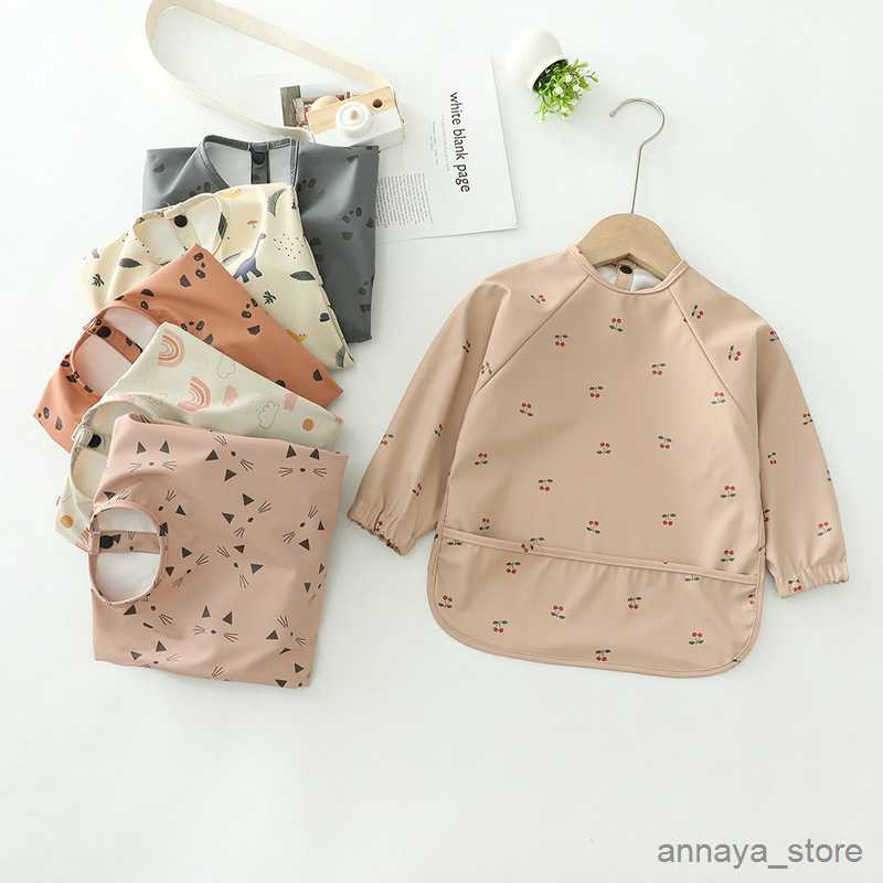 

Bibs Cloths Baby's Soft Bib Kid Long Sleeves Adjustable Feeding Cloth Little Boy Girl Painting Child Meal Eating R230628