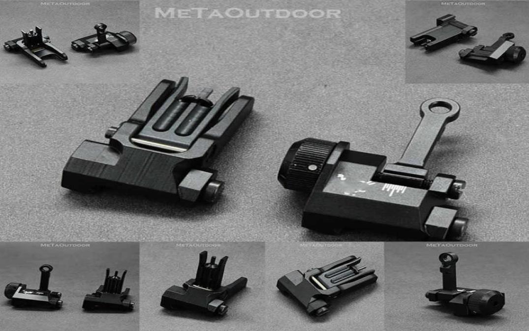 

Tactical Scope Flip Up 300 Meter Folding Front Rear Sight With 1913 Picatinny Weaver Mount Base For M4 AR15 Hunting Arisoft Access3087163, Black