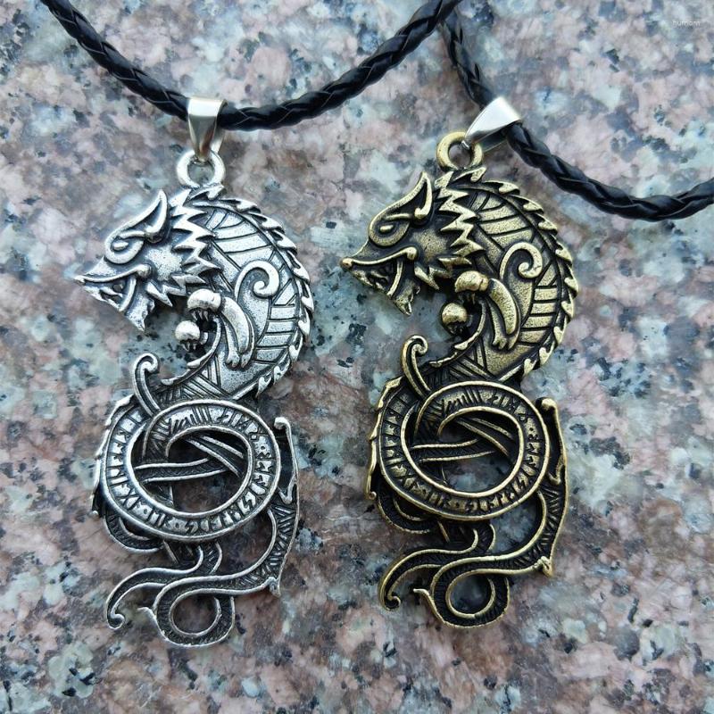 

Pendant Necklaces 1pcs Norse Vikings Necklace Legendry Runes And Dragon Nordic Talisman