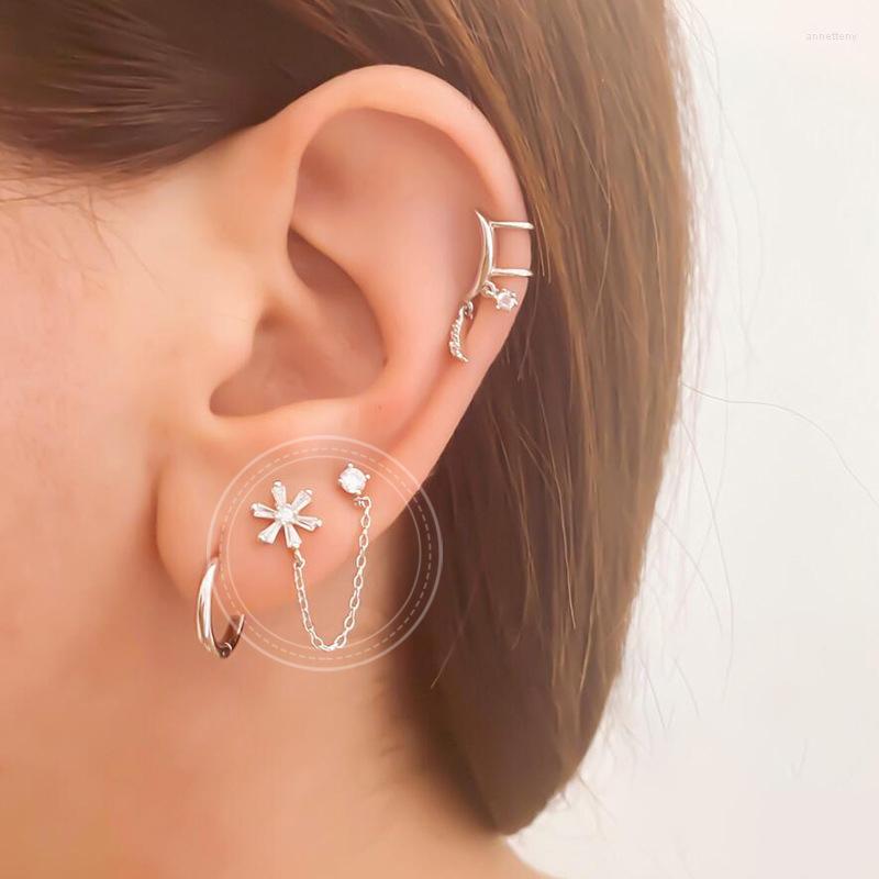 

Stud Earrings Ear Needle Zircon Round CZ Long Chain Jacket Female Pendientes Jewelry Women Party INS Style Fashion Gift