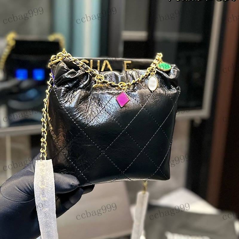 

Designer Mini Bucket Bag Super Flash Diamond Pull Shoulder Bag Hardware Triangle Enamel Buckle Handbag Crossbody Bag Sweet Princess Bags Key Bags Makeup Box 20x15cm, Cream