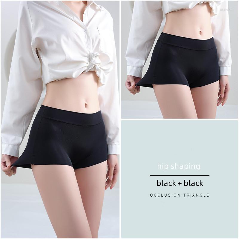 

Women's Panties Short Safety Pants Two Pieces Women's Ice Silk Anti-slip Boxers Leggings Boxer Shorts Women, Black white