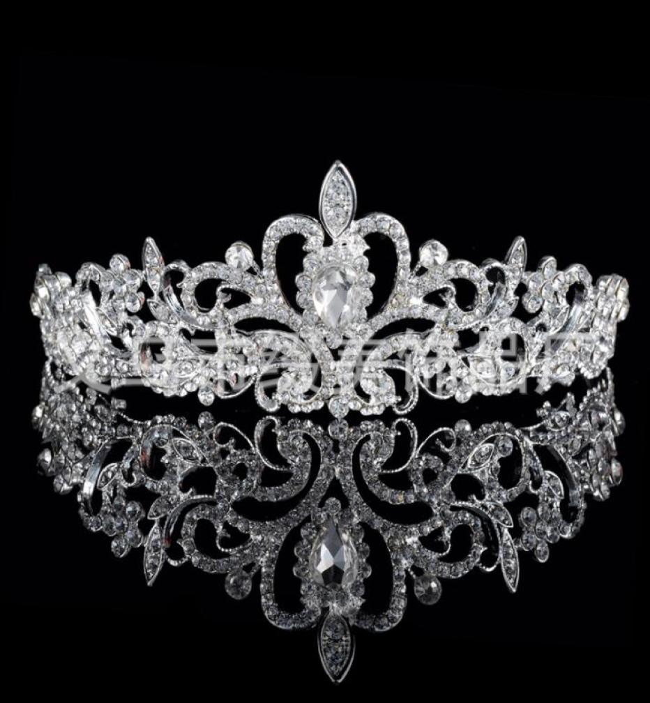 

In Stock Shining Beaded Crystals Wedding Crowns 2015 Bridal Crystal Veil Tiara Crown Headband Hair Accessories Party Wedding Tiara1949816