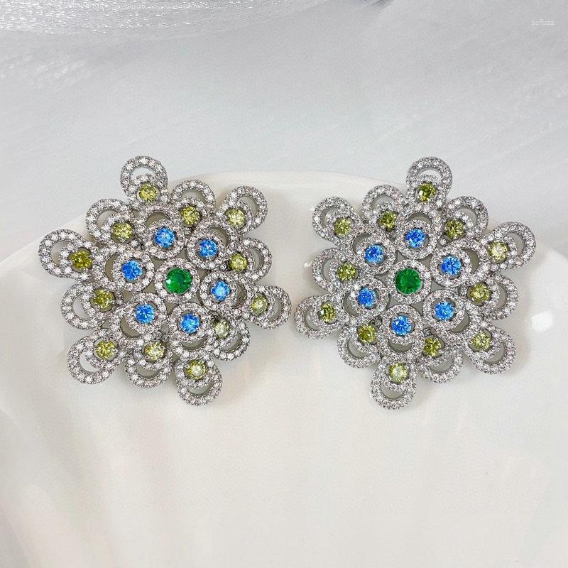 

Stud Earrings Bilincolor Blue And Green Flower Earring For Women