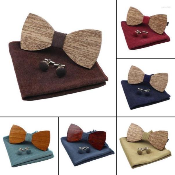 

Men039s Wooden Bow Tie Set 100 Handmade Soft Microsuede Pocket Square Velvet Wood Bowtie Cufflinks Wedding Party Shirt Accesso8959397
