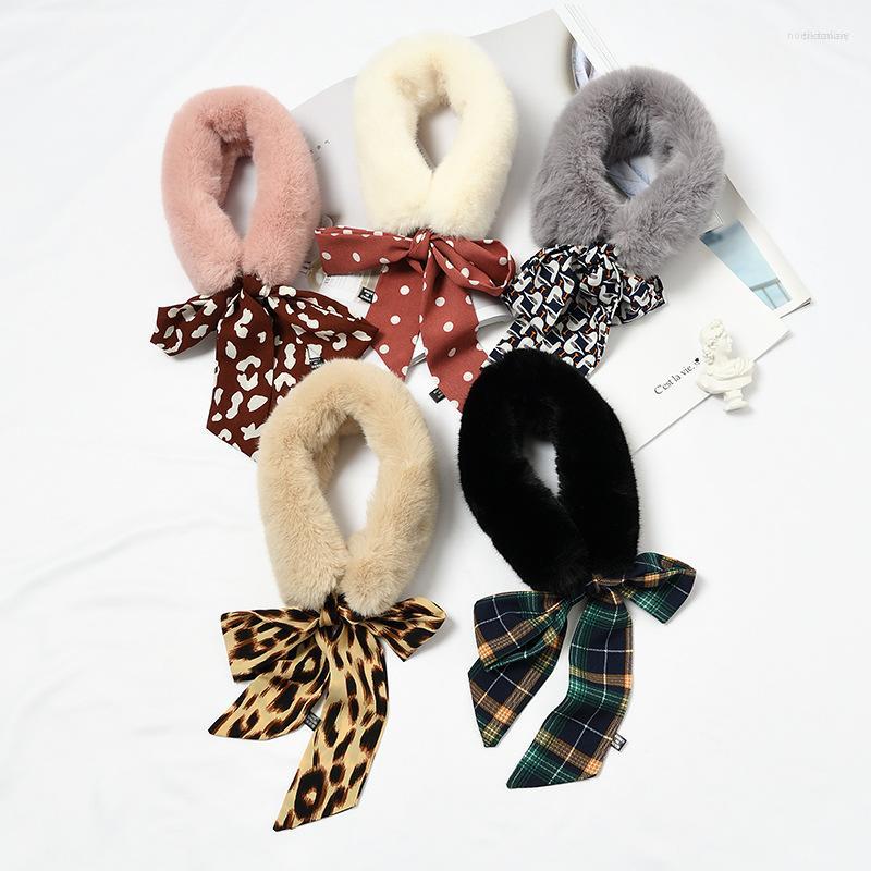 

Scarves 2023 Fashion Soft Women Faux Fur Collar Scarf Plush Neck Warmer Winter Shawl Wrap Girls Echarpe Femme Hiver Neckchief