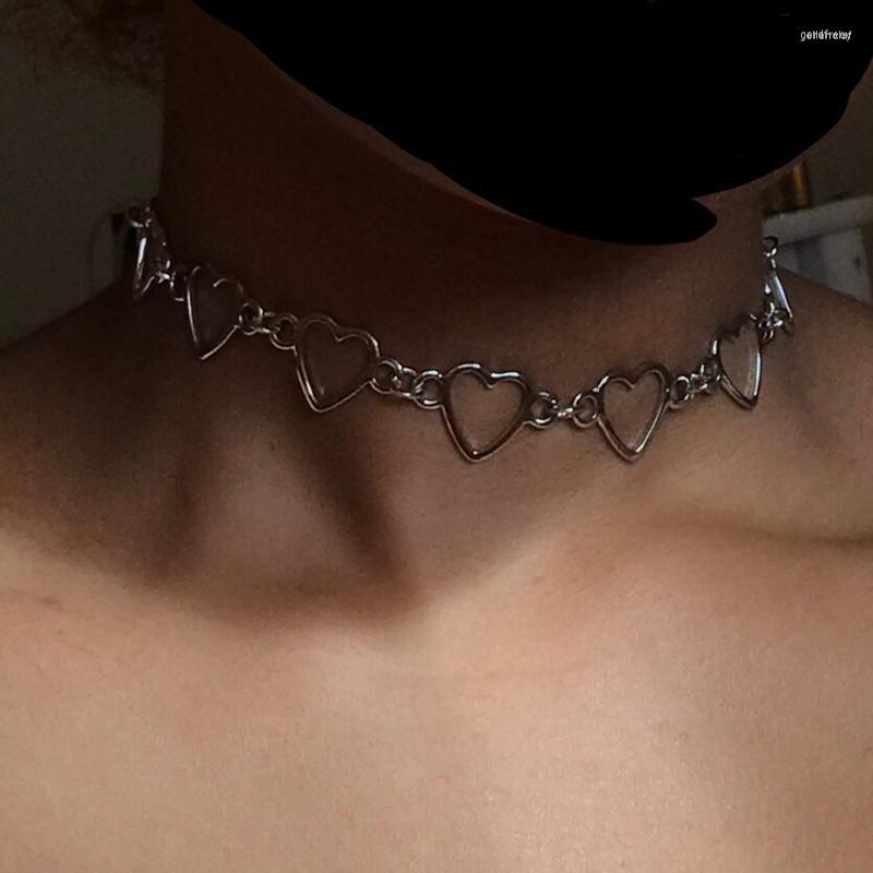 

Choker YC-UPGO Fashion Love Heart Link Single Layer For Women Golden Color Necklace Jewelry Valentines Party Girl Gift