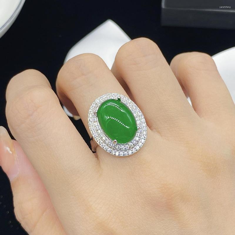 

Cluster Rings Online Celebrity Live Broadcast Product Simulation Natural Chalcedony Jasper Open Ring Female