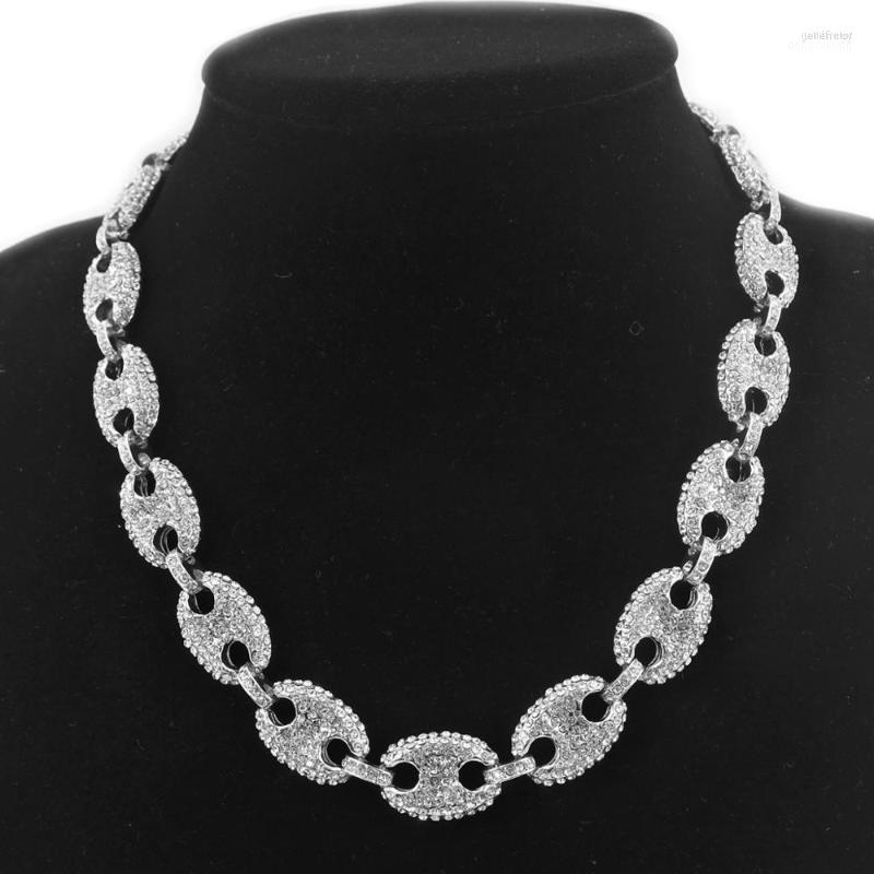 

Chains Golden Silver Color Iced Out Bling Link Chain Elastic Lock Buckle Box Clasp Pig Nose Rapper Rock Men Hip Hop Cz Necklace Jewelry Gord