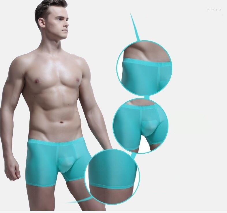 

Underpants Multicolor Men's Underwears Male Trackless Ultra-thin Ice-silky Boxers Shorts Youth U-convex One-piece M-3XL, Gray