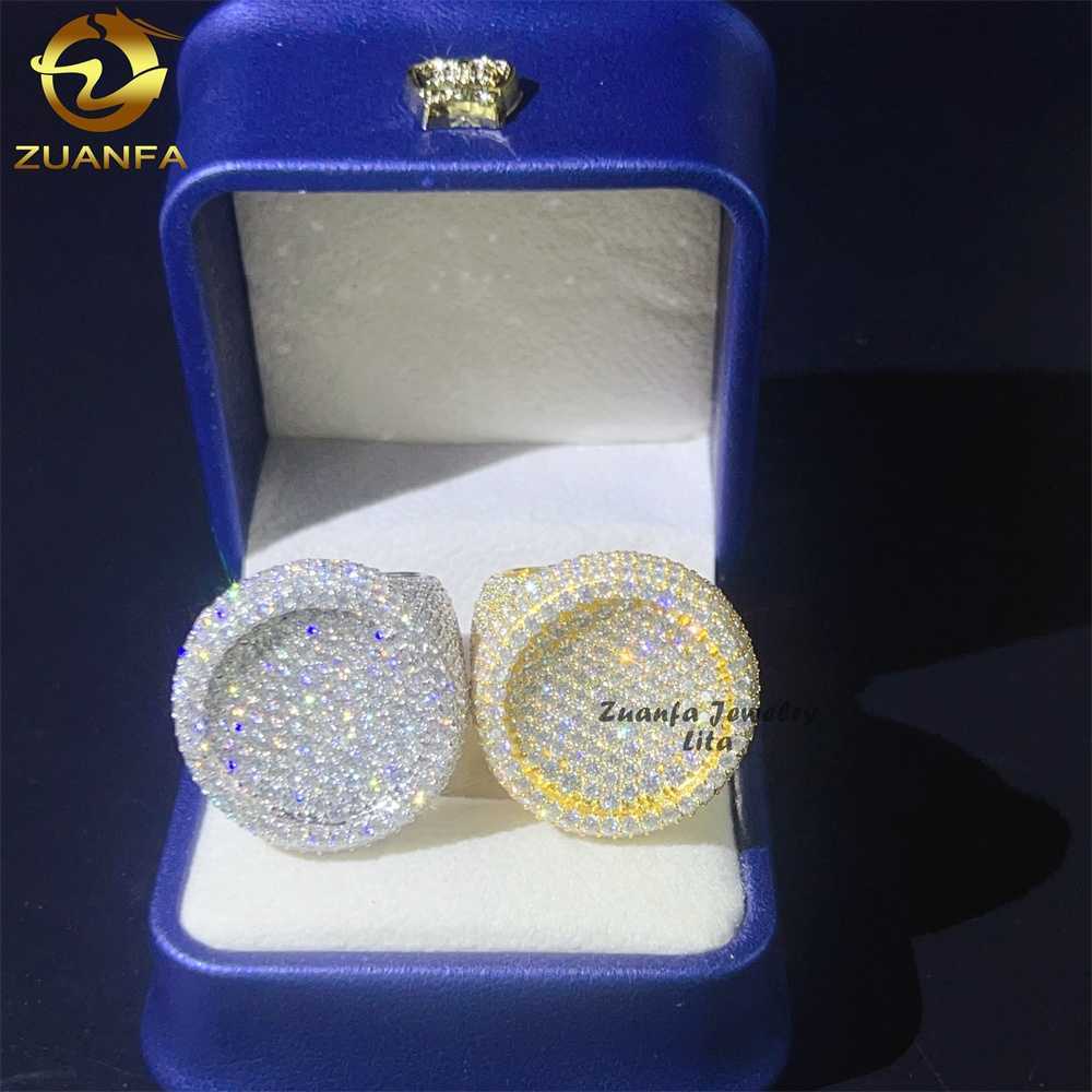 

Hot Selling Wholesale Price Iced Out Jewelry Round Shape 18k Gold Plating Hip Hop Moissanite Diamond Ring