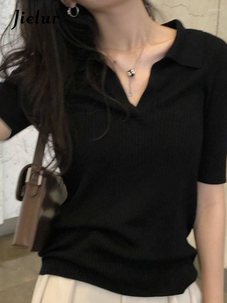 

Women' T Shirts Summer Solid Color Slim Women' T-shirt Casua Loose Korean Fashion Woman Black Simple Basic Chicly Top Female