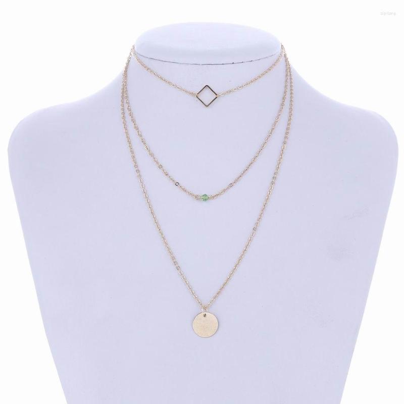 

Pendant Necklaces Multi-layer Geometry Chain Disc Coin Choker Necklace For Women Jewelry Gifts