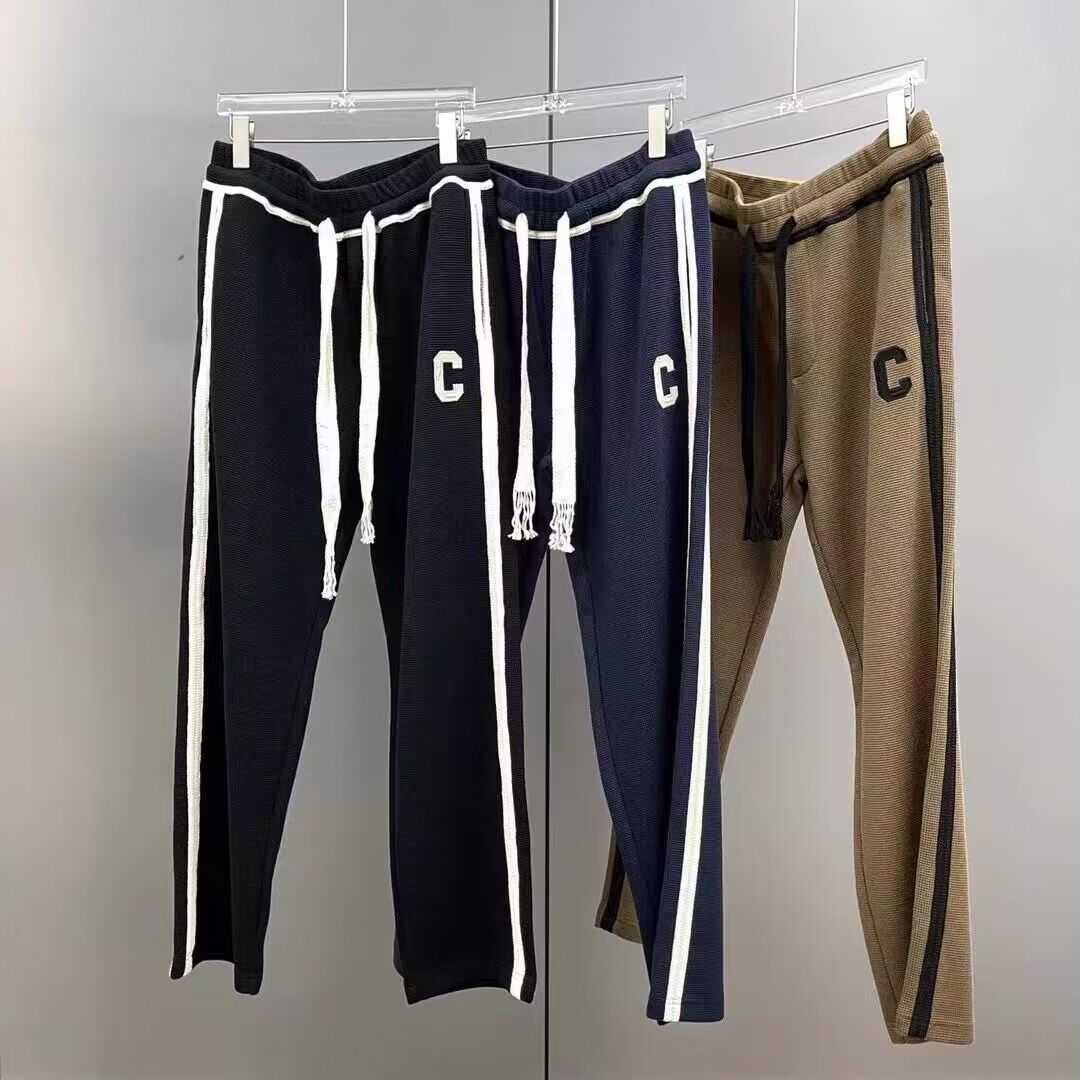 

2022 Fashion Loose Casual Men Pants 2021 Autumn Winter Straight C Letter Green Sweatpants Boy Wide Leg Trousers, Black