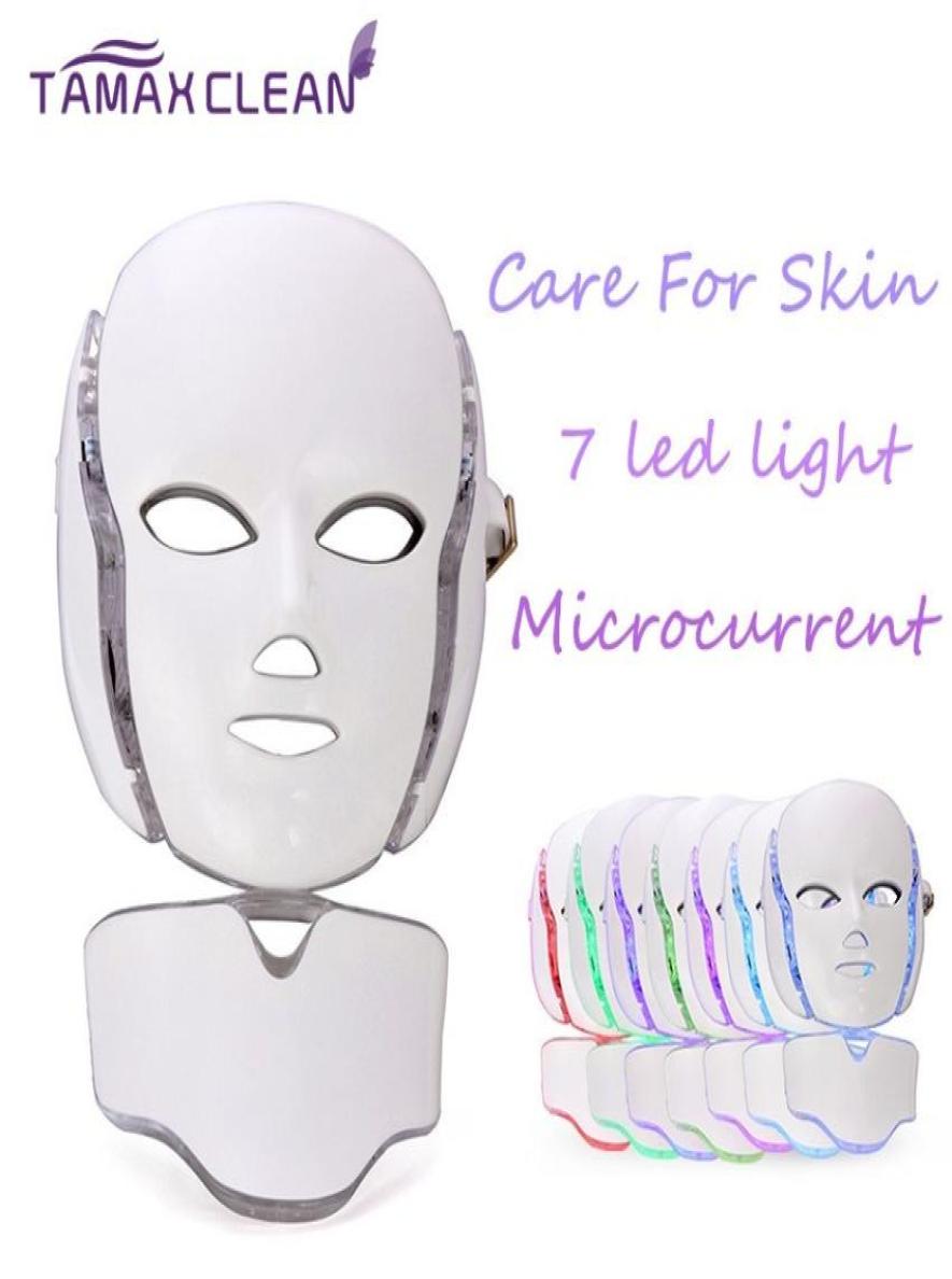 

LM001 PDT 7 LED light Therapy face Beauty Machine LED Facial Neck Mask With Microcurrent for skin whitening device dhl shipme1944835