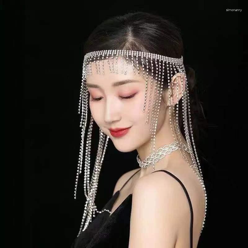 

Hair Clips & Barrettes 2023 Fashion Tassel Headgear Nightclub Jewelry Party Rhinestone Band Bridal Wedding Crystal Sparkling Accessories