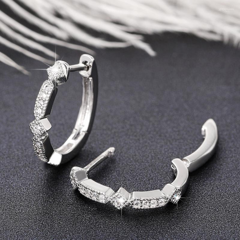 

Hoop Earrings CAOSHI Fashion Design Female Daily Jewelry With Brilliant Zirconia Delicate Silver Color Ear Accessories For Women