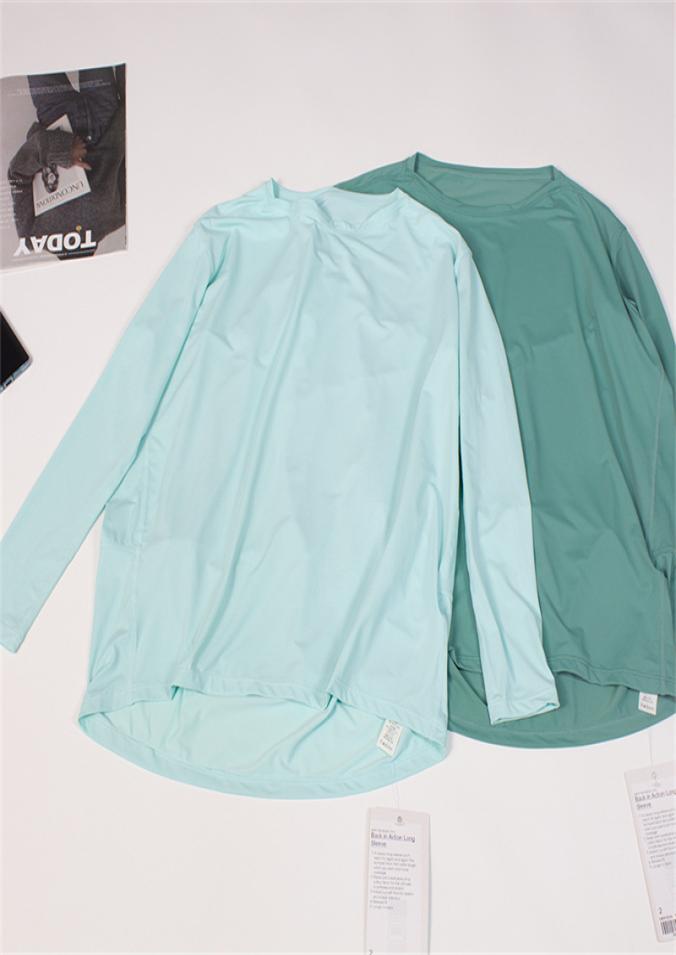 

LL Women039s Yoga Long Sleeve Shirt Blouse Solid Color Back to Action Loose Sports Fitness Round Neck Jogging Sportswear Breath6079216, Purple