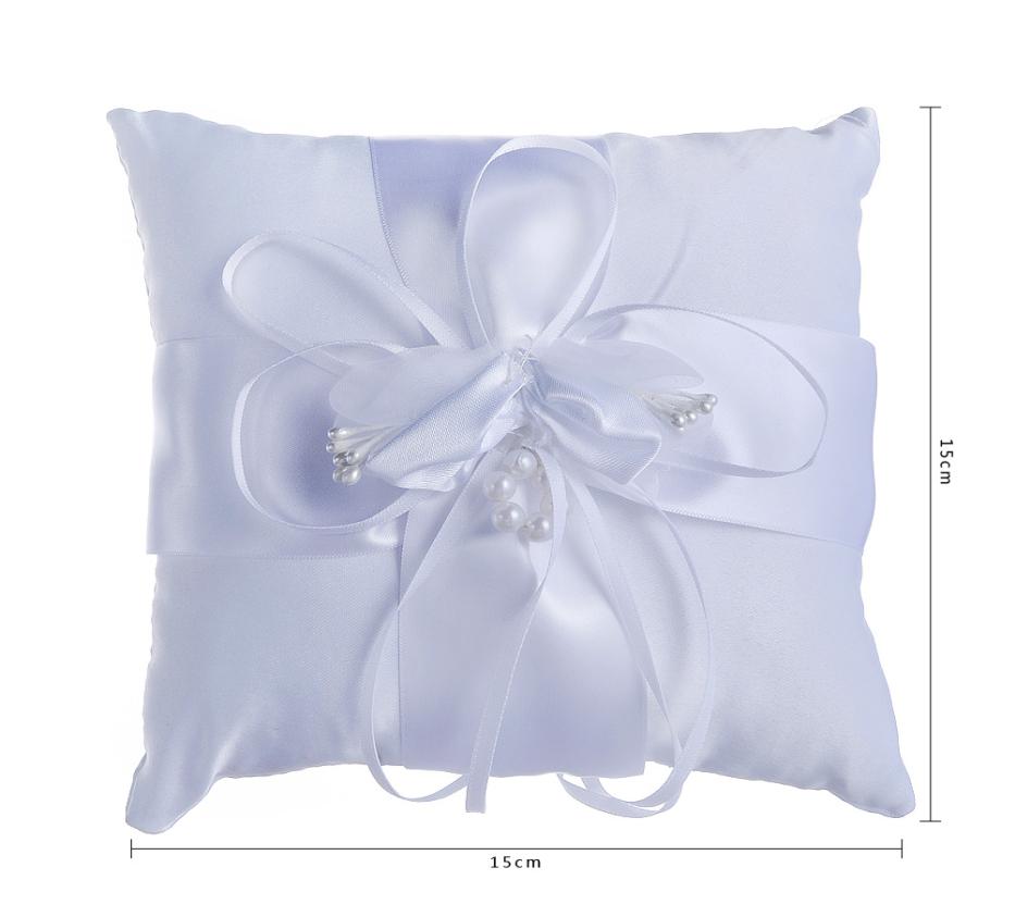 

Ivory White Ribbon Pearl Wedding Supplies Ceremony Satin Ring Bearer Pillow Wedding Party Ring Pillows 2017 New4475121