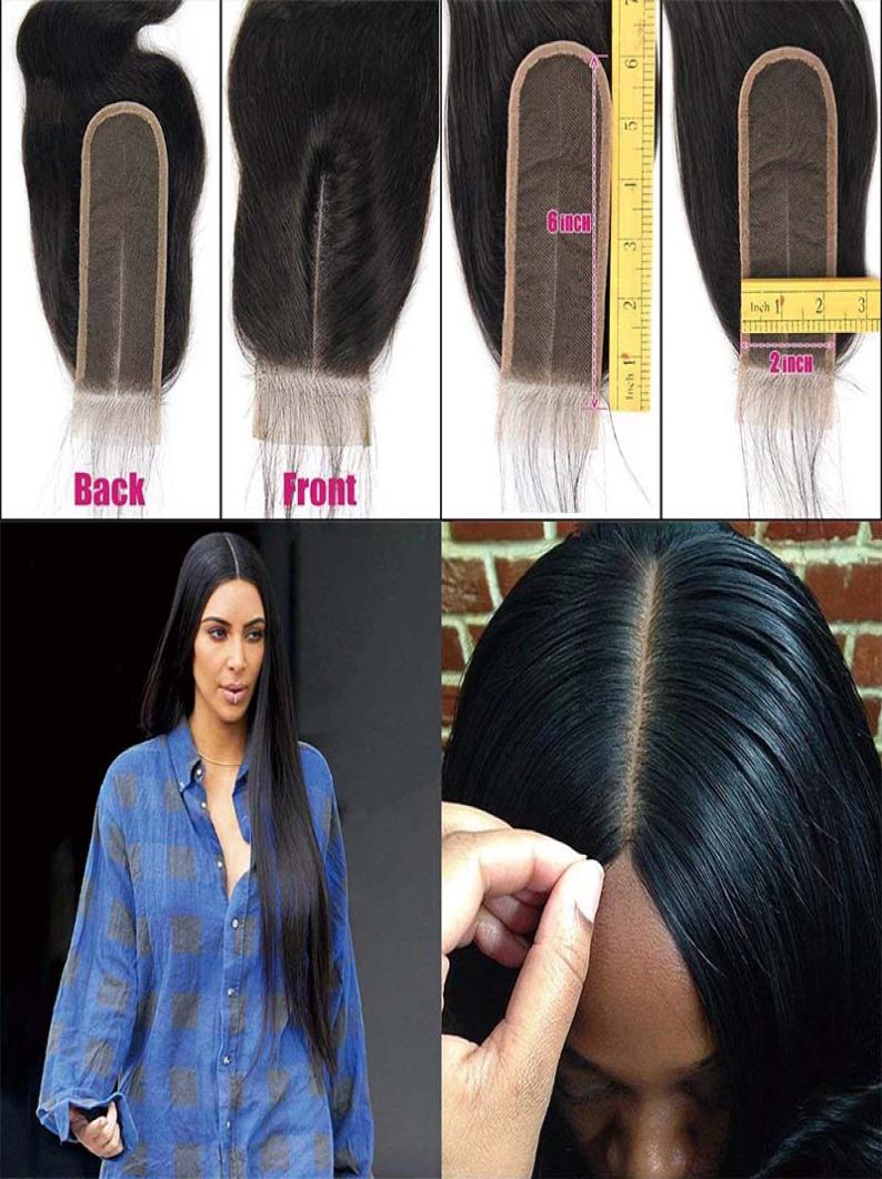 

2x6 Lace Closure Human Hair With Baby Hair Peruvian Virgin Human Hair Closure For Black Women Lace Deep Middle Part With Bund1999724, Natural color