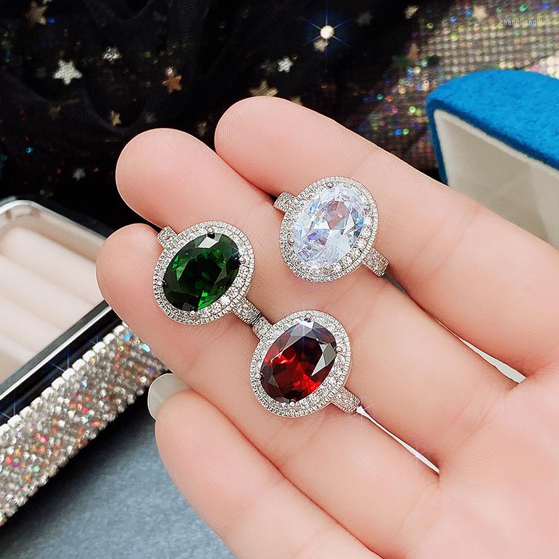 

Cluster Rings Luxury Women's Party 925 Silver Gorgeous Design Dazzling Zirconia High-quality Anniversary Gift Female Chic Accessories