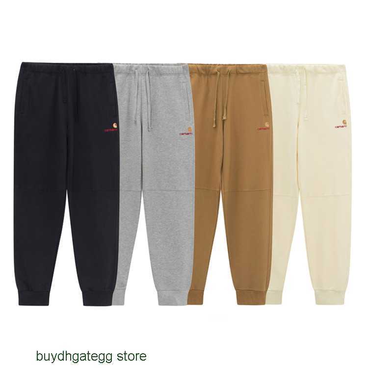 

Hyhd Fashion Men' and Women' Trousers Tooling Brand Carhart New Autumn Winter Gold Lettered Embroidered Terry Sanitary Close Leg Casual Ins Youth, Gray