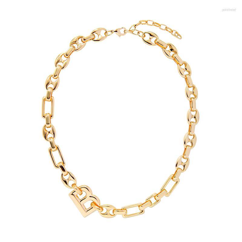 

Chains Letter B Pendant Necklaces Punk Splicing Special-shaped Link Chain Choker For Women Boho Gold Color Alloy Fashion Jewelry