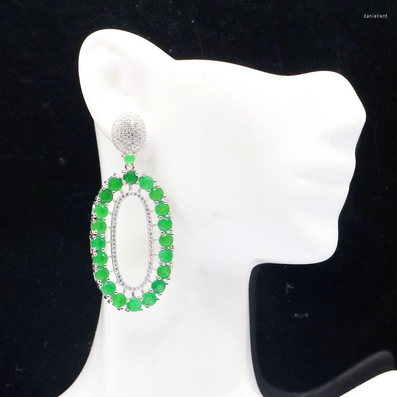 

Dangle Earrings 53x23mm Jazaz Real 925 Solid Sterling Silver Big 13.2g Green Emerald Red Blood Ruby Women Engagement